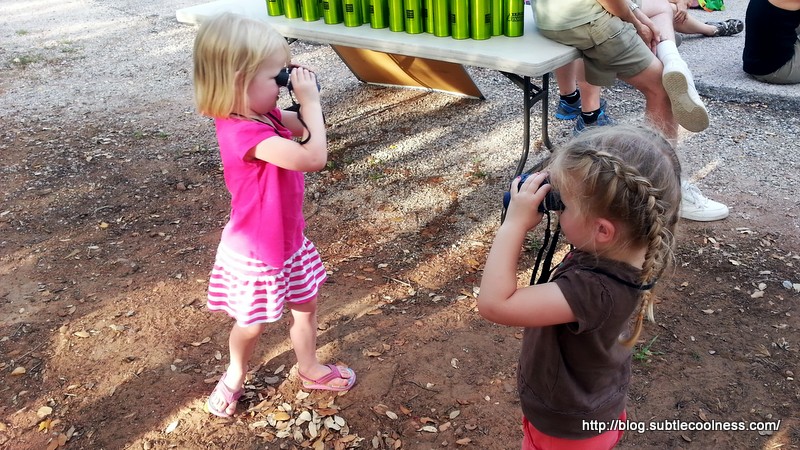 Emily and Zoë searching for wildlife.